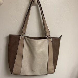 Darcy Marks - London Two-Tone Brown and Cream Leather Tote Bag